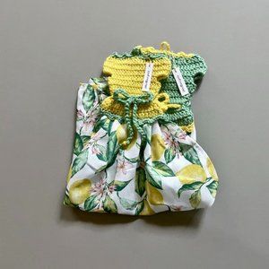 Crochet Hanging Tea Towel, Handmade Farmhouse Decor, Dress shape towels